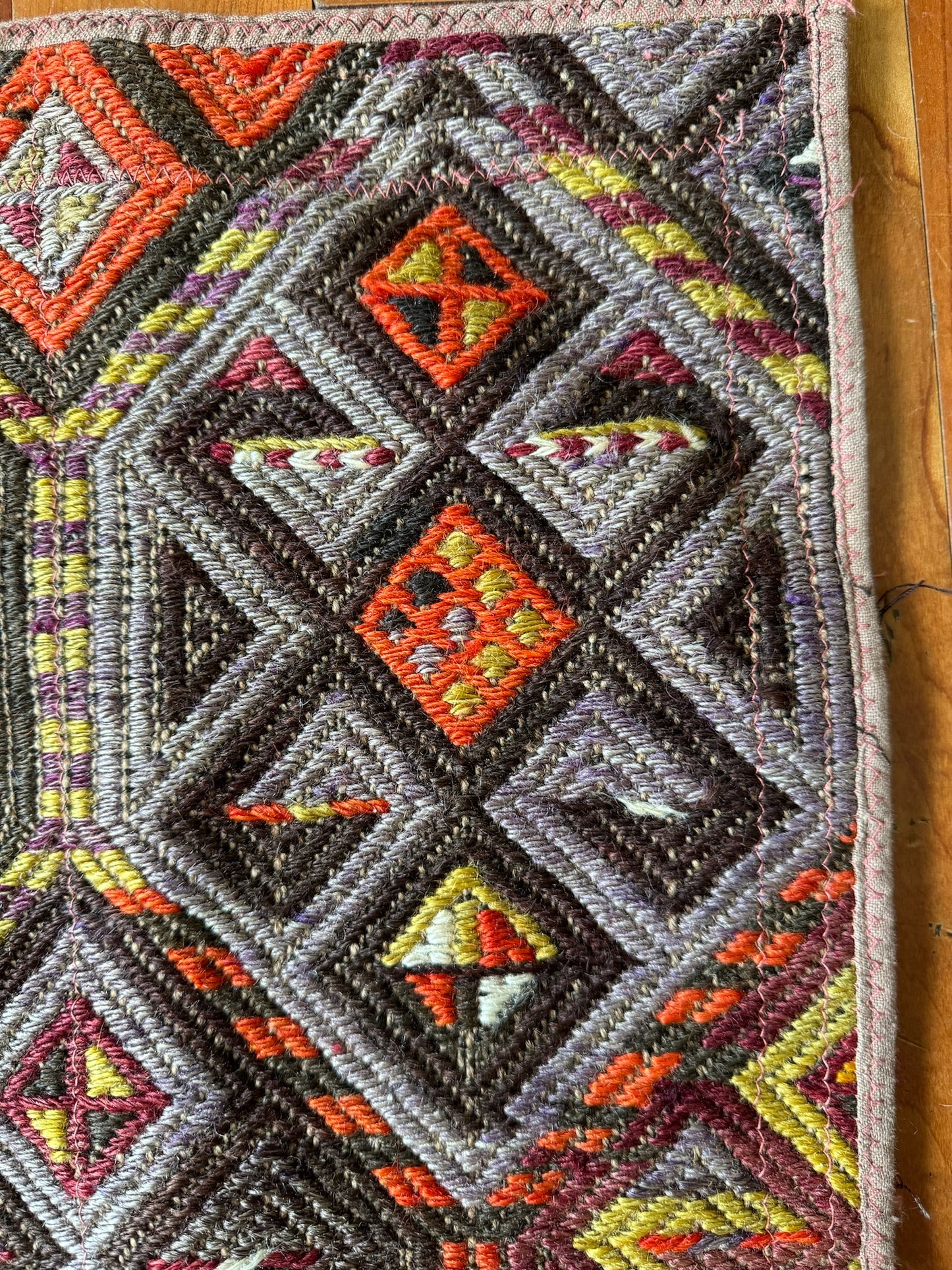 Antique Cama Kilim Accent Pillow – Authentic Tiny Treasure for Your Home