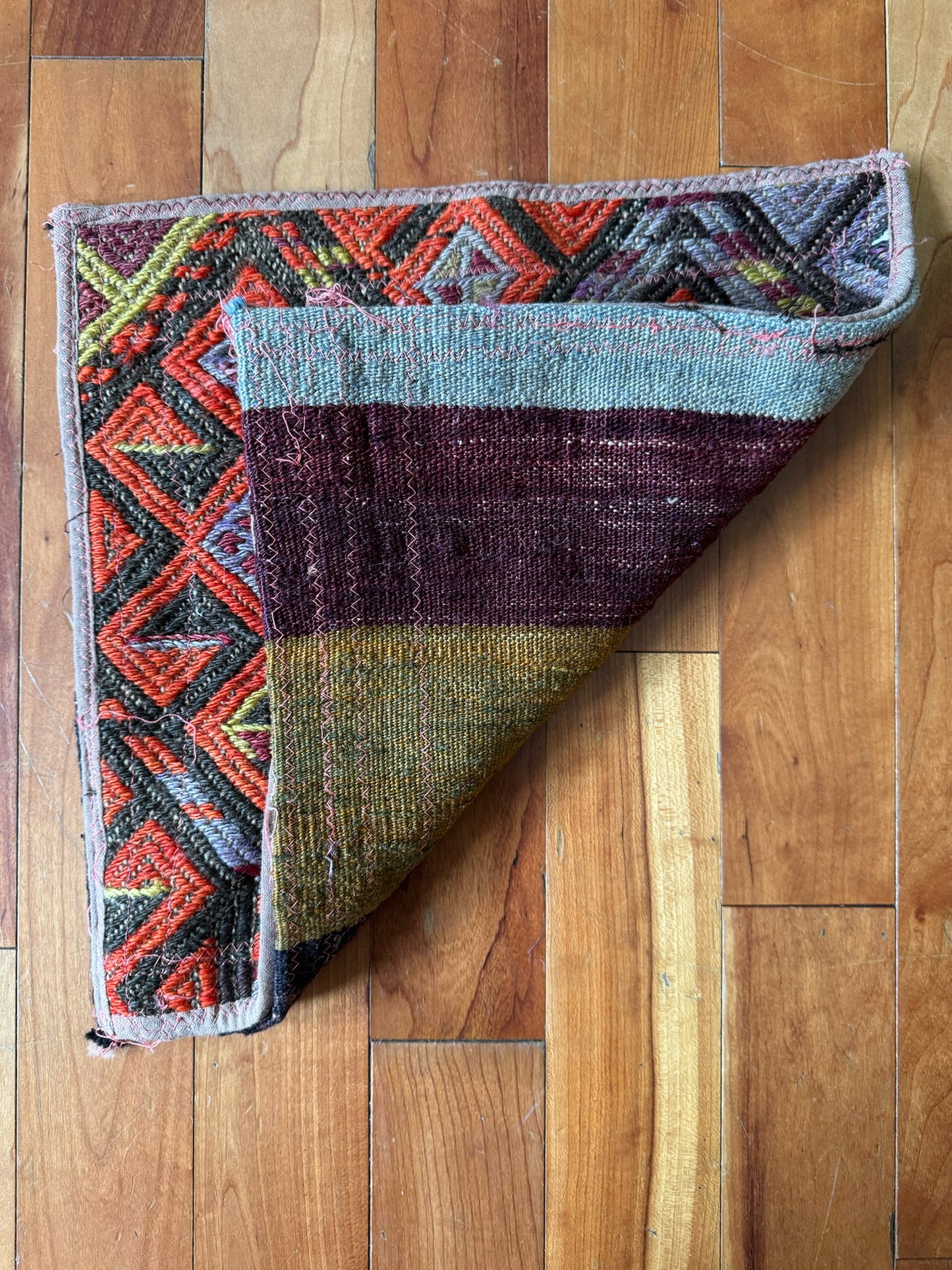 Antique Cama Kilim Accent Pillow – Authentic Tiny Treasure for Your Home